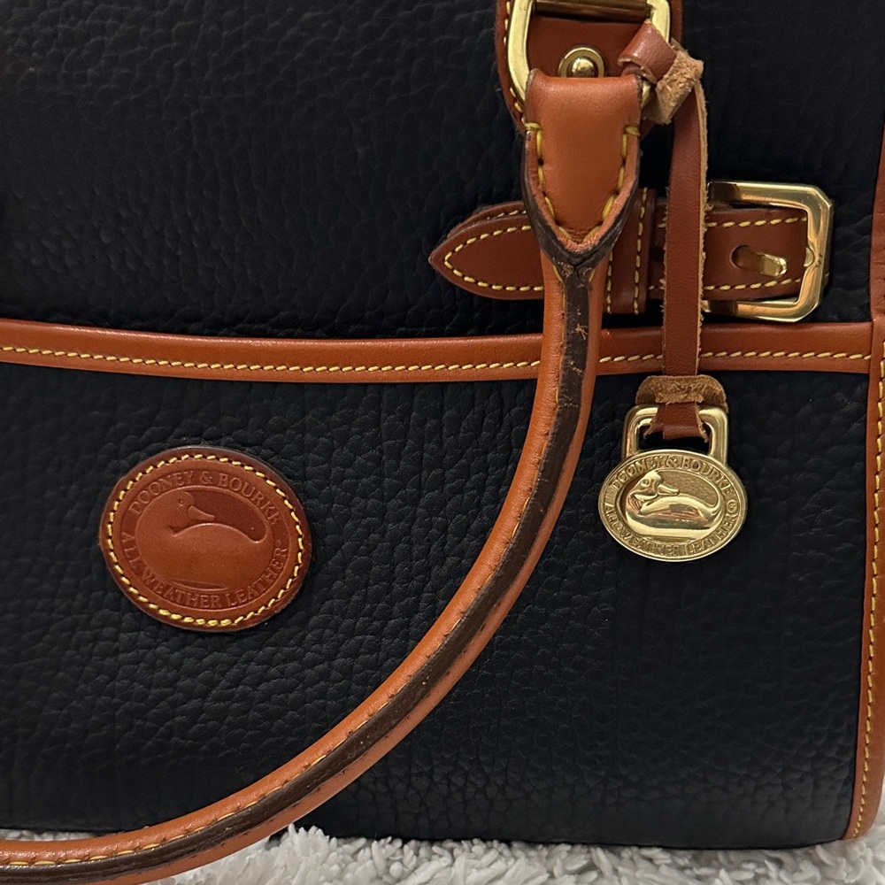 Dooney & Bourke Black and Tan Satchel - Picture 3 of 16